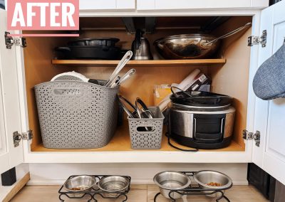 neat clean decluttered and organized lower kitchen cabinet